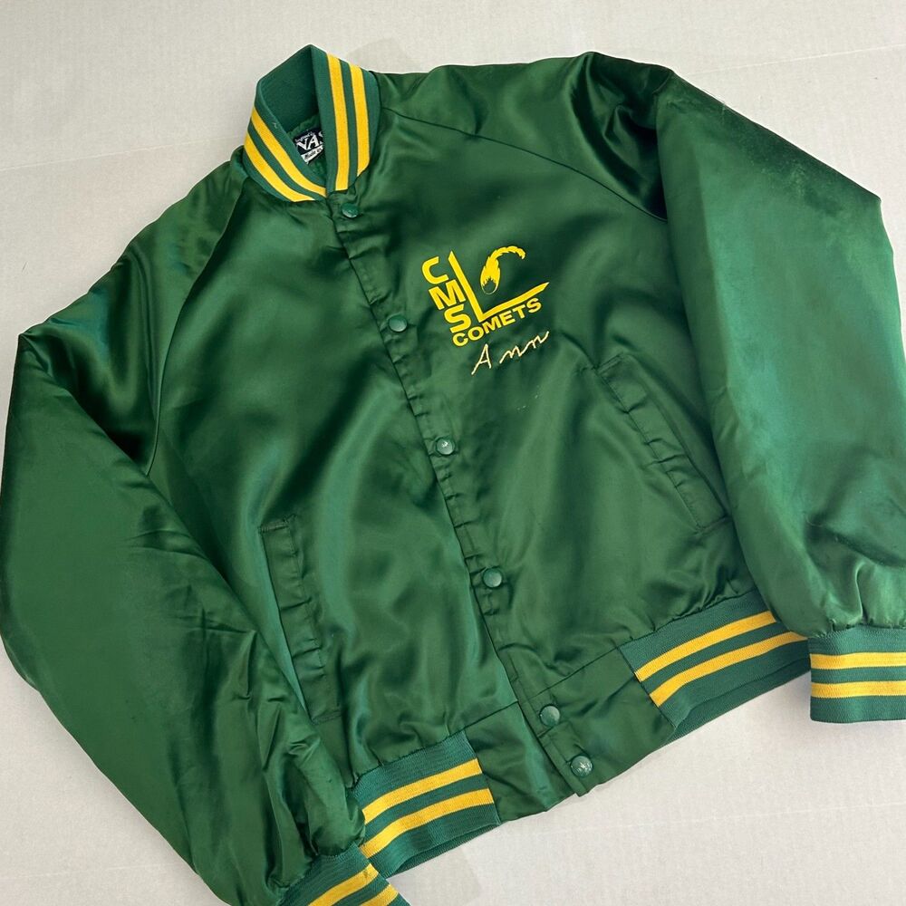 Vintage 70s Nasco, Green CMS Comets Varsity Jacket, personalized "Ann" sz S - Picture 2 of 8